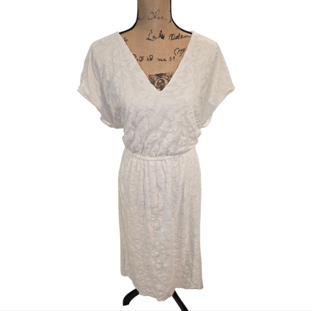 Lane Bryant Elegant White Cream Textured Midi Dress Plus Size‎ 18 20 2X New